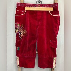 Xiao Jiaren Chinese Jeweled Beaded Corduroy Shorts Knickerbockers Size 30
